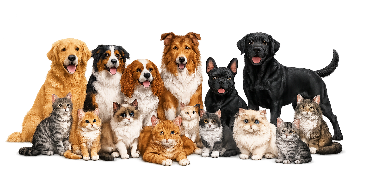 Group of diverse dogs